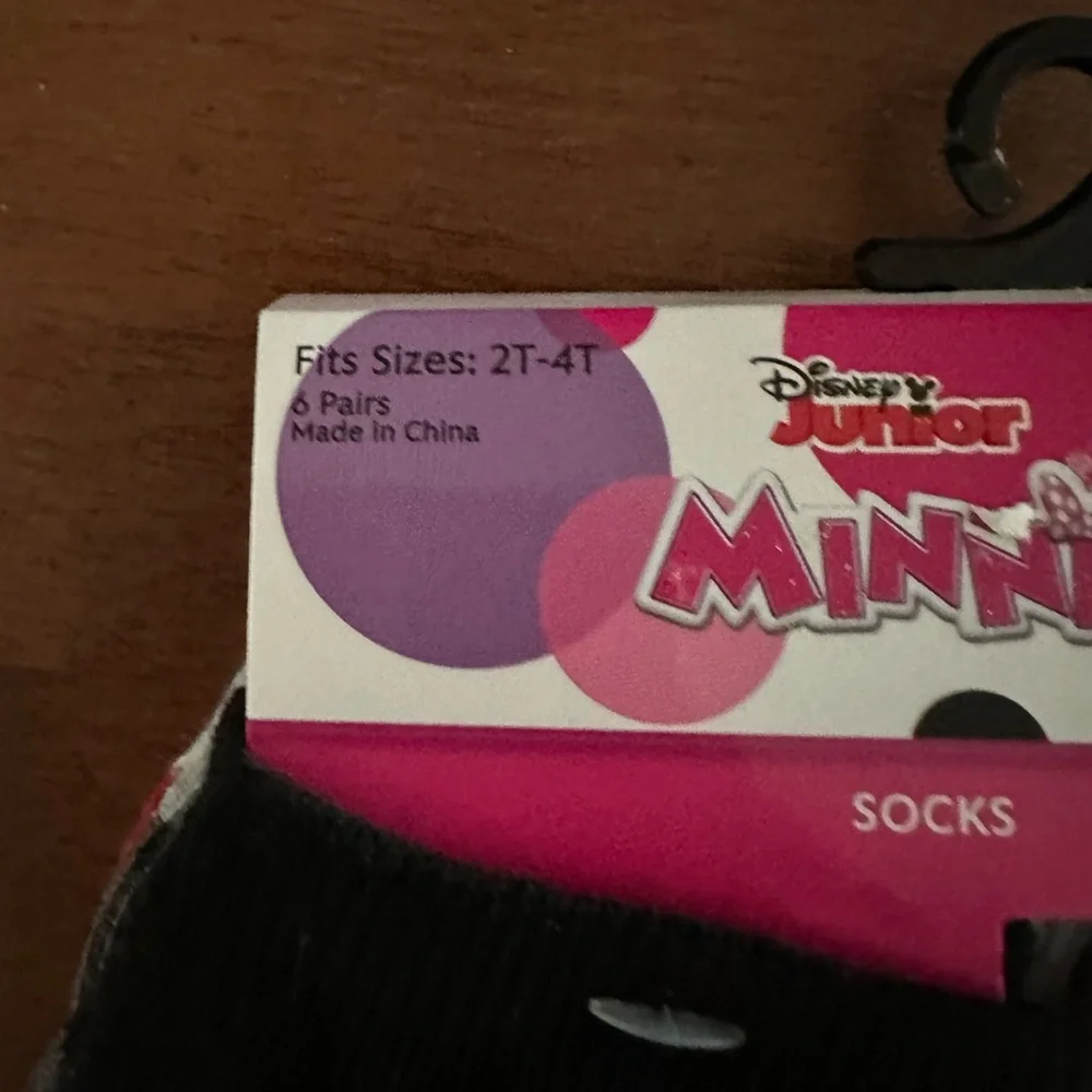 2T- 4T Disney Junior Minnie Mouse 6 pairs of low cut socks